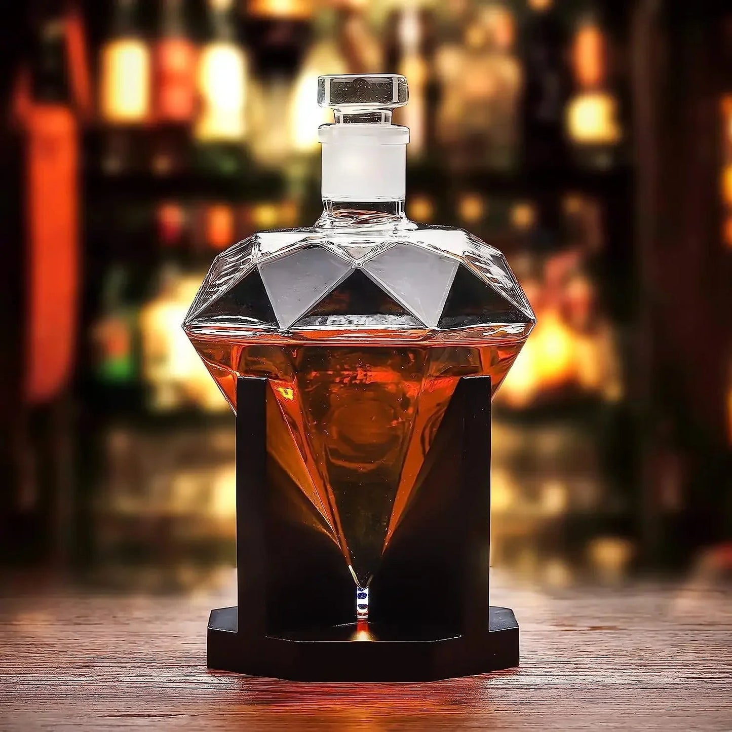 Diamant Whiskey Karaf - 1000ml met Houten Houder