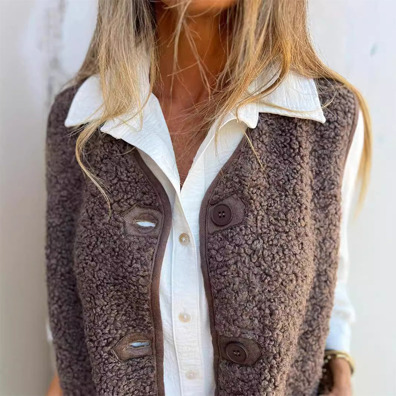 Dames Mouwloze Bodywarmer Bruin voor Herfst