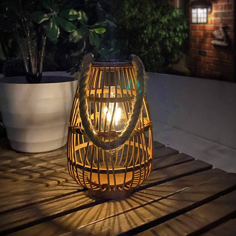Zonne-energie Rotan Vloerlamp - Waterdichte Buitenverlichting voor Tuin en Patio