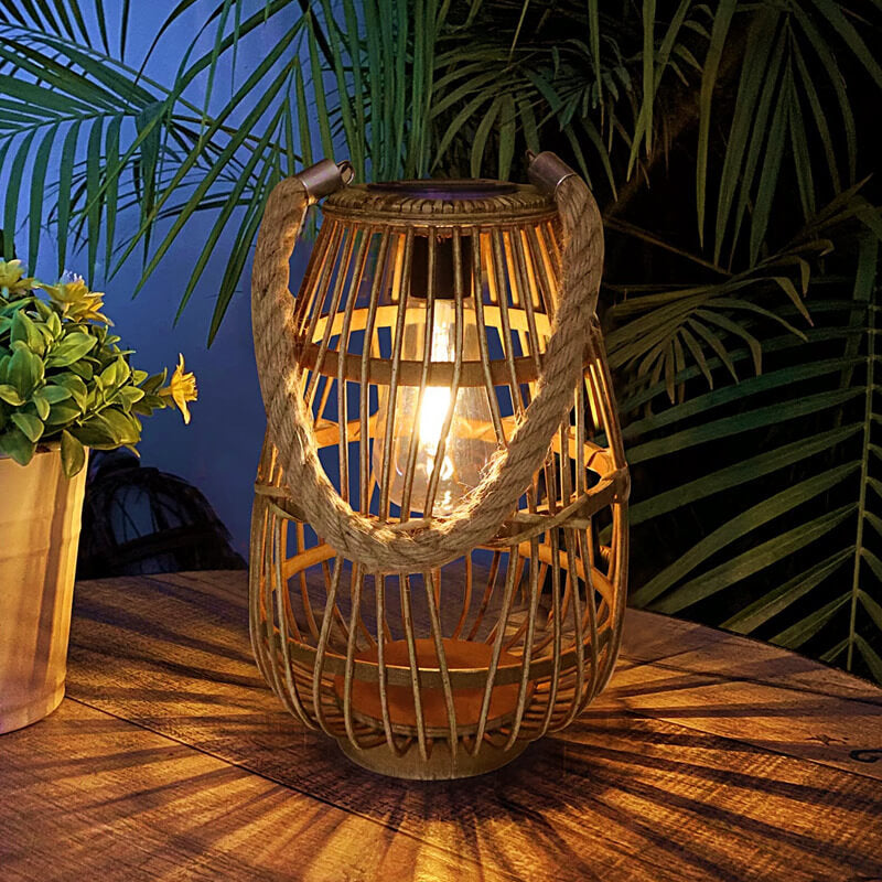 Zonne-energie Rotan Vloerlamp - Waterdichte Buitenverlichting voor Tuin en Patio