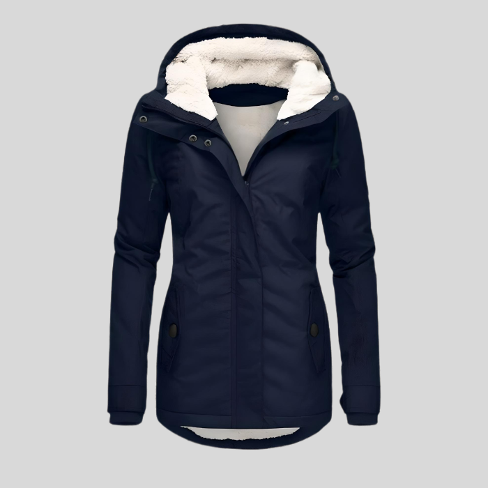 Lange Waterdichte Winterjas met Capuchon en Warme Voering