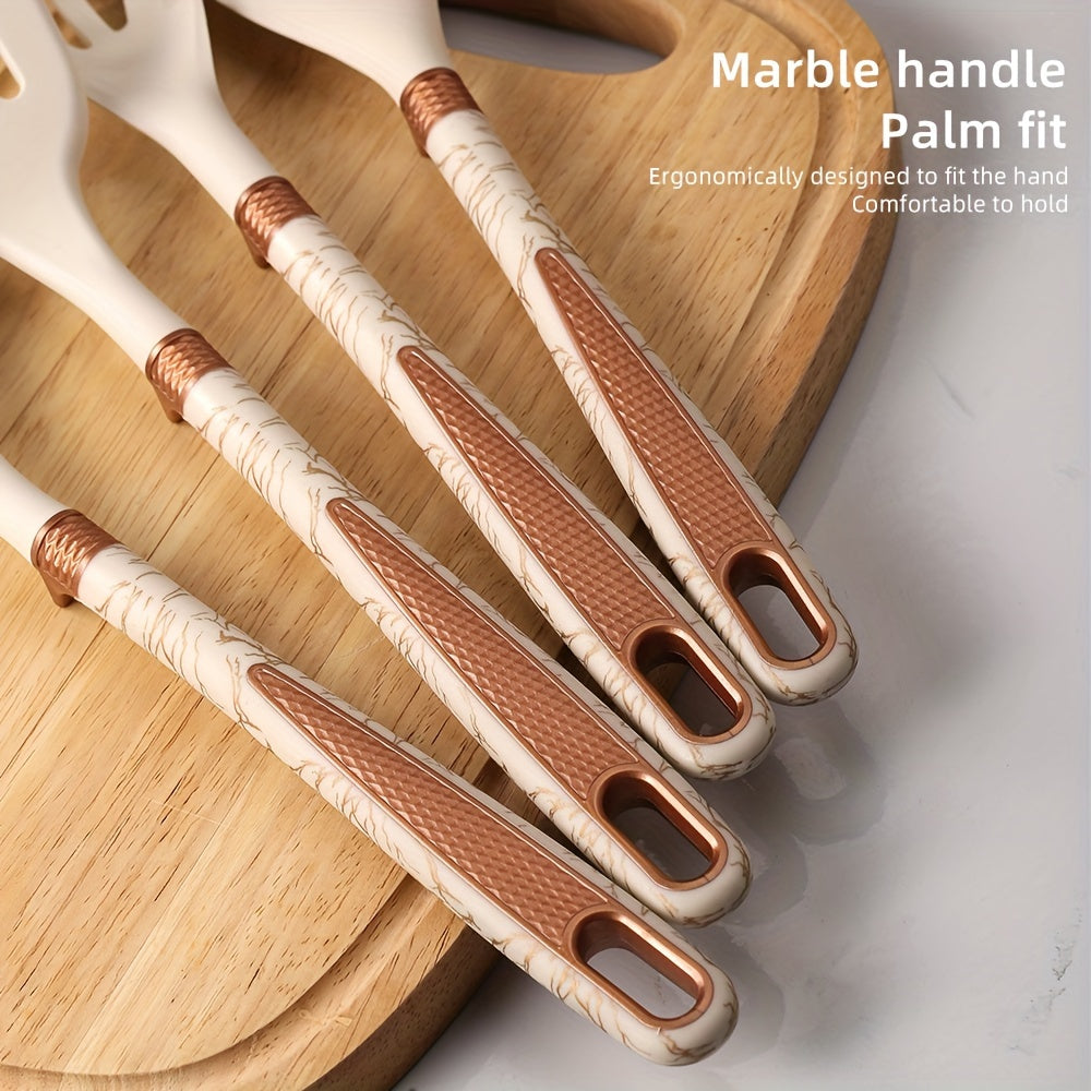 Silicone Kitchen Accessories Set - Non-Stick Tools with Wooden Handles