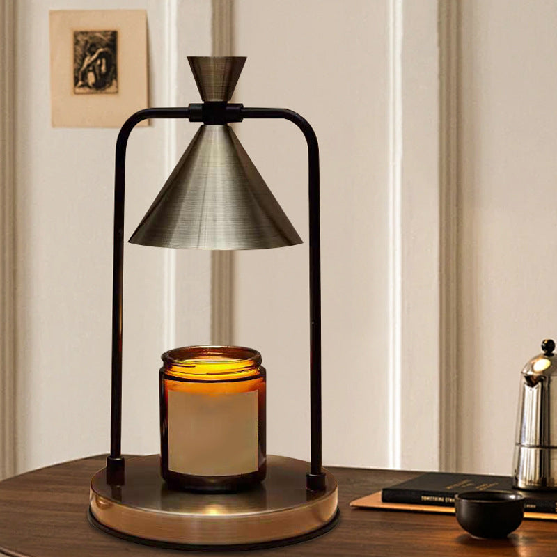 Retro Kegelvormige Kaarsverwarmer met Stalen Basis - Veilig & Stijlvol Interieurdecoratie