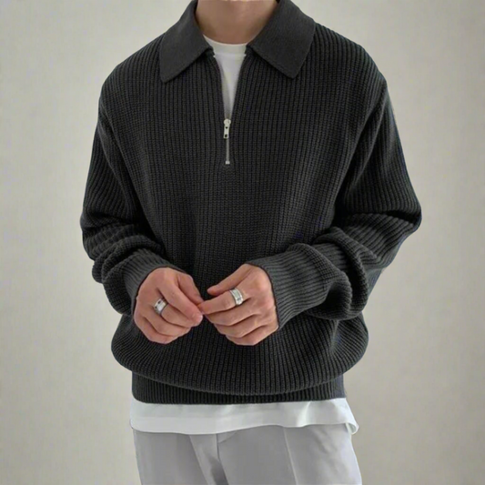 Half Zip Polo Sweater voor heren - Stijlvolle Casual Trui