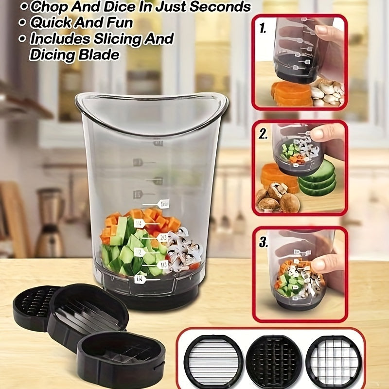 3-in-1 Manual Slicer &amp; Chopper - Compact Vegetable, Fruit &amp; Cheese Cutter