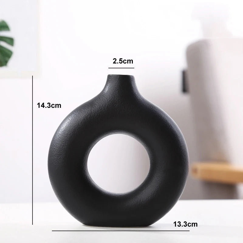 Keramische Donut Vaas | Scandinavische Bloempot voor Interieur