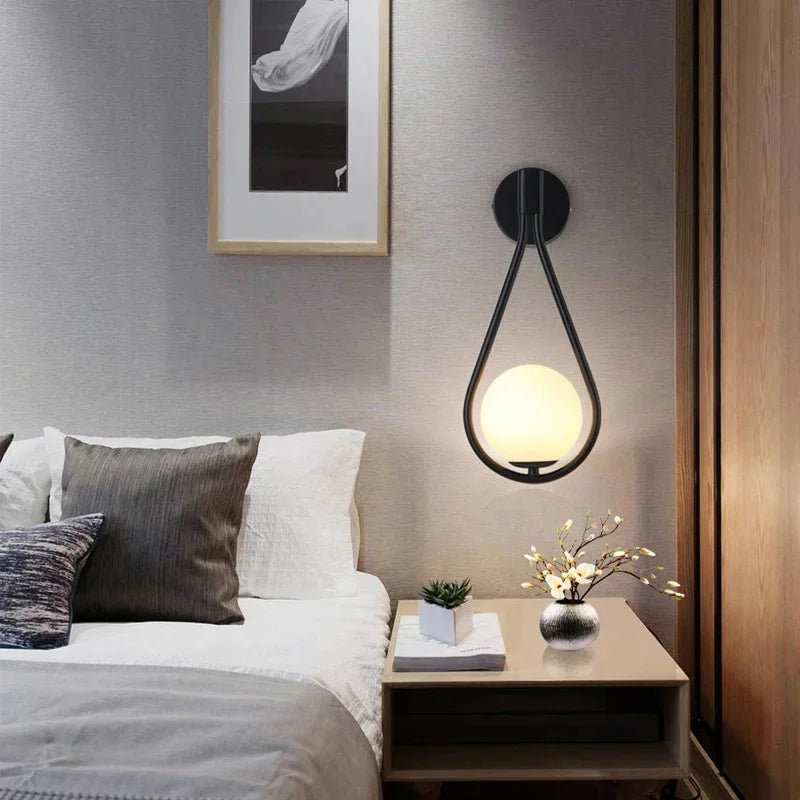 Zwarte LED Wandlamp met Stekker en Schakelaar voor Slaapkamer