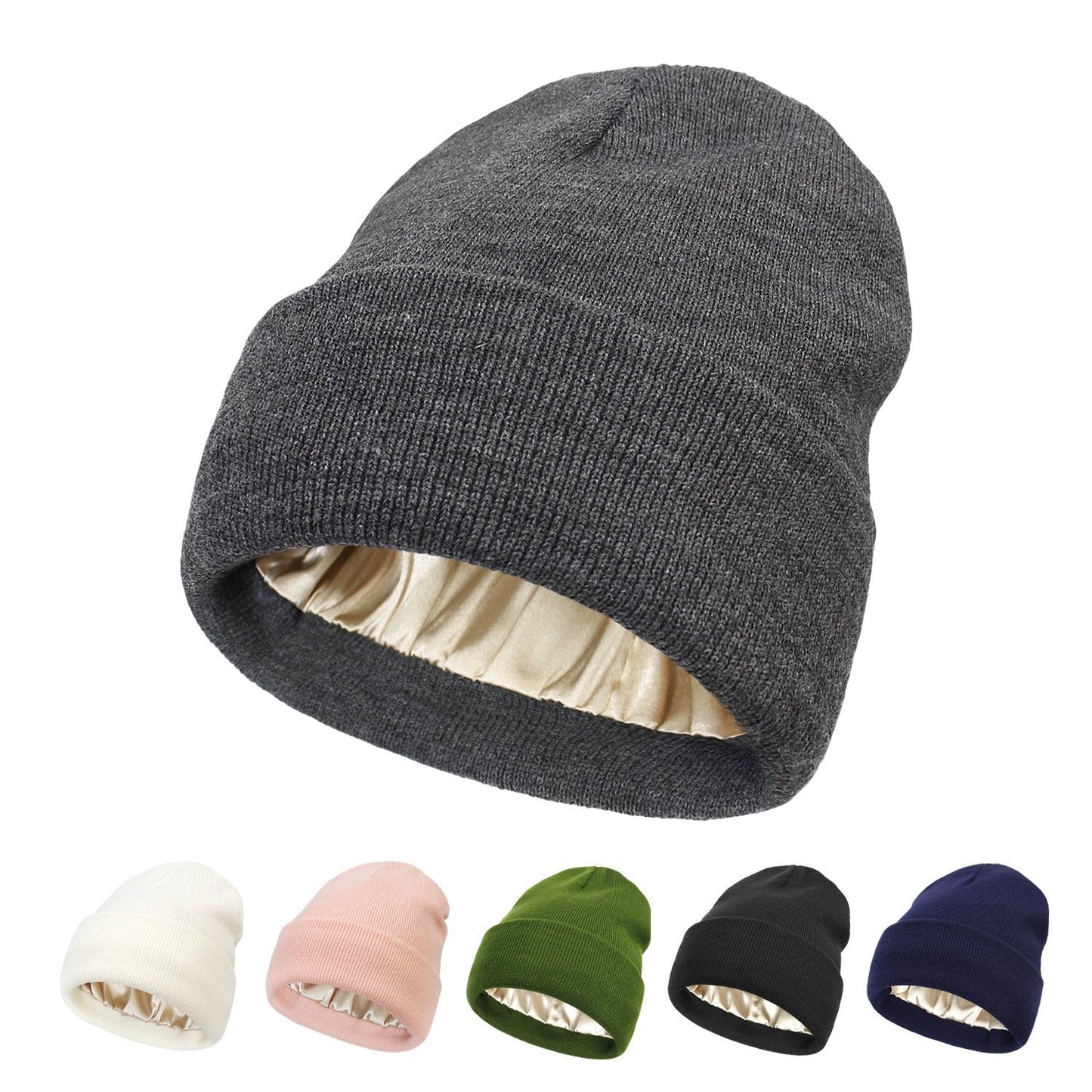 Luxe Satijnen Beanie - Zijden Voering voor Haarbescherming en Comfort