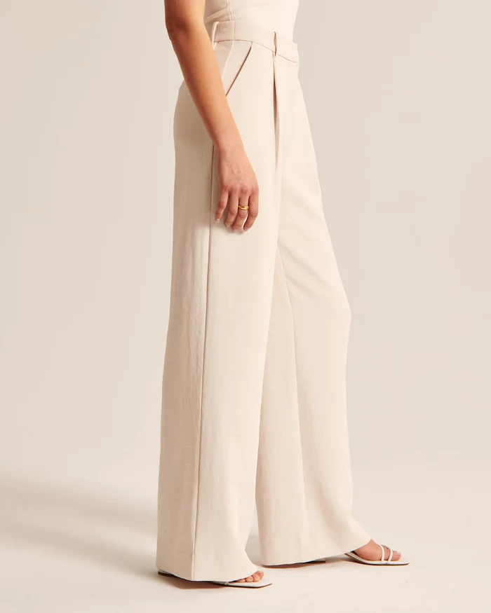 Casual Damesbroek met Wijde Pijpen en Hoge Taille