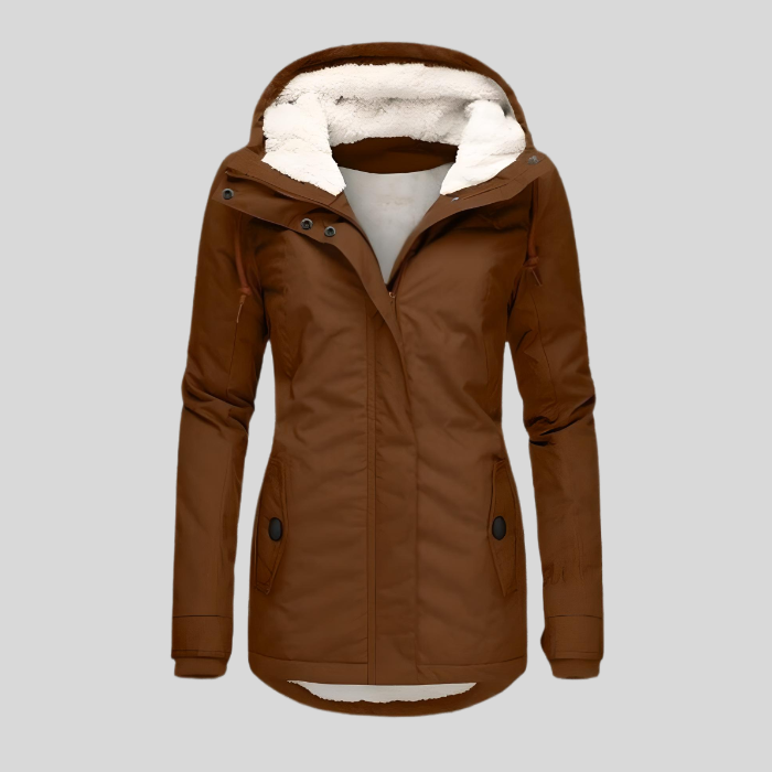 Lange Waterdichte Winterjas met Capuchon en Warme Voering