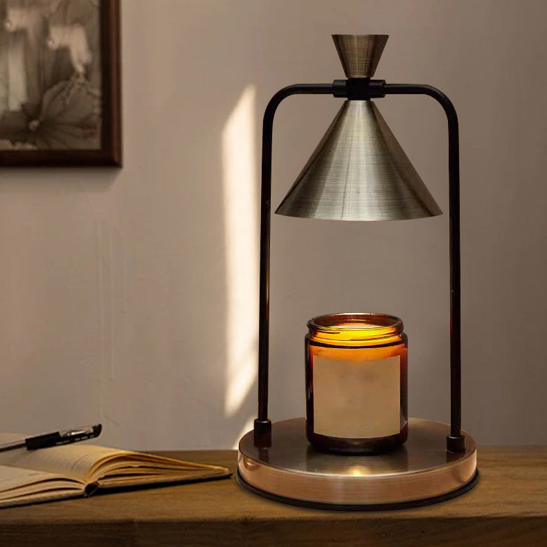 Retro Kegelvormige Kaarsverwarmer met Stalen Basis - Veilig & Stijlvol Interieurdecoratie