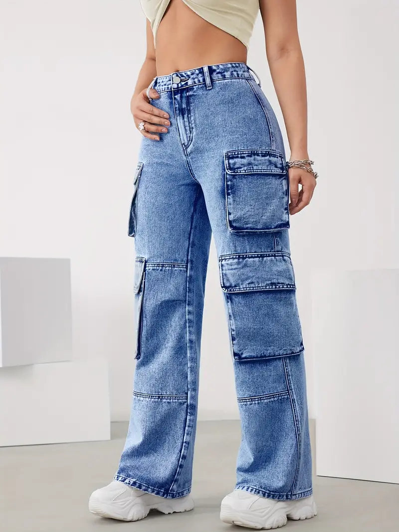 Stijlvolle Wijde Pijp Denim Broek voor Dames