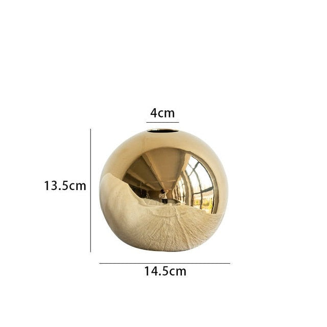 Gouden keramische bolvaas | Stijlvolle decoratie voor elke kamer