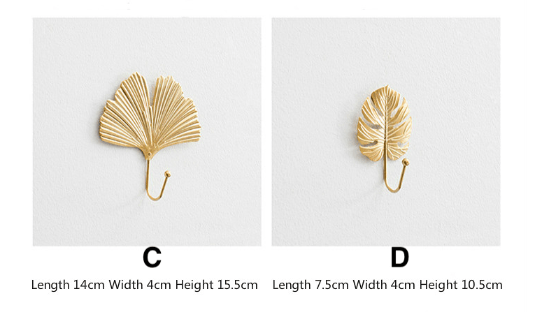 Wandhaak Nordic Stijl met Gouden Bladeren