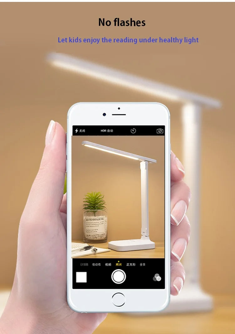 Opvouwbare LED Tafellamp - Oogbescherming - Dimbaar - USB Opladen - Draagbaar voor Slaapkamer