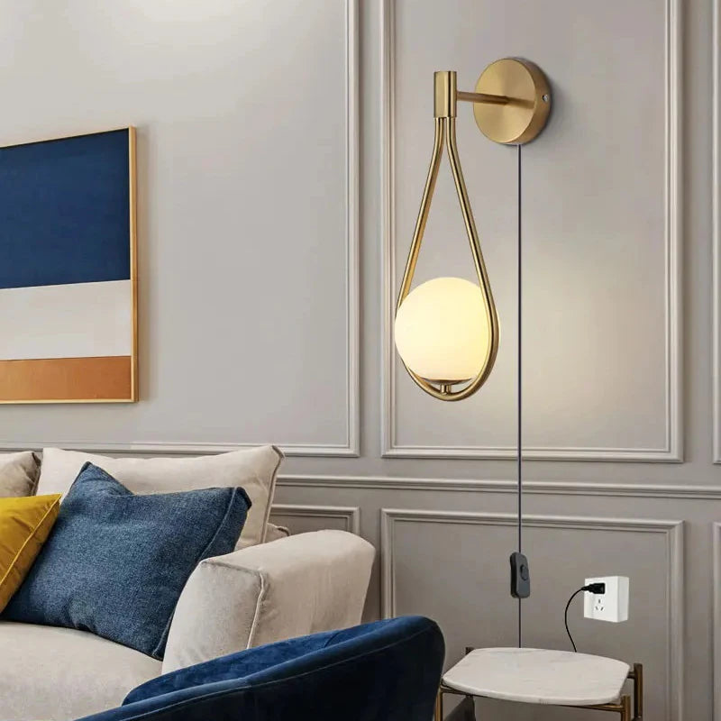 Zwarte LED Wandlamp met Stekker en Schakelaar voor Slaapkamer