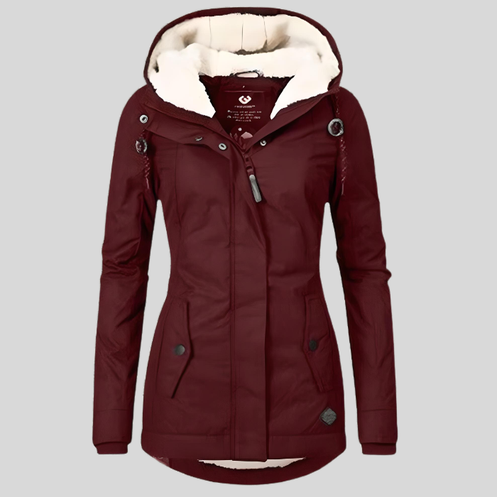 Lange Waterdichte Winterjas met Capuchon en Warme Voering