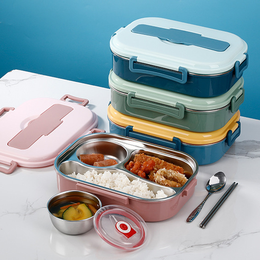 Roestvrijstalen Bento Lunchbox - 3 of 4 Compartimenten met Soepkom