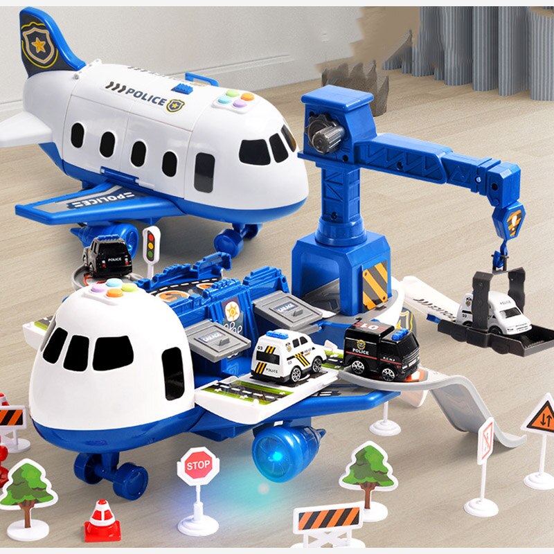 Adventure Plane Playset for Kids - Includes Large Plane and 6 Mini Construction Vehicles