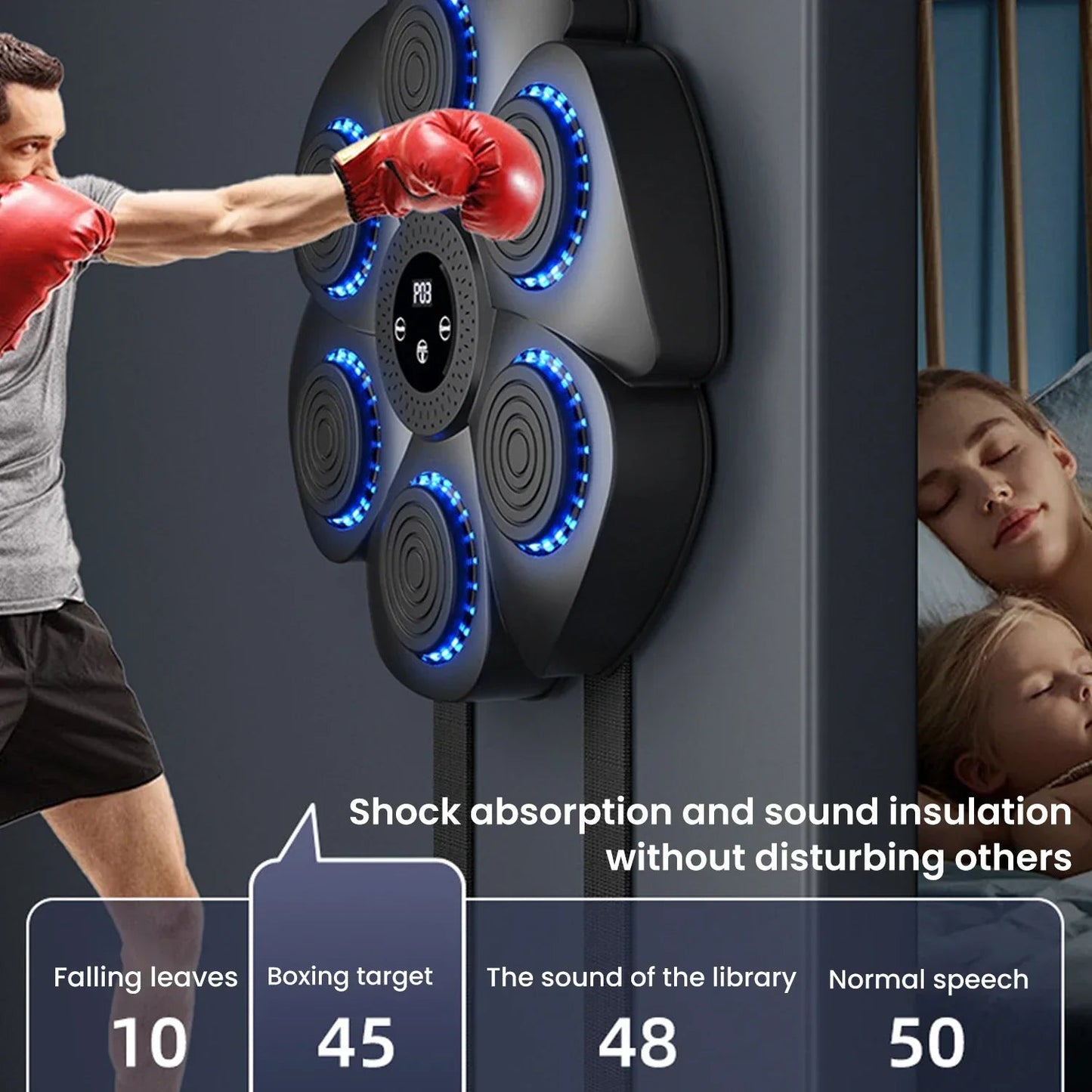 Boks Trainingsmachine met LED Doelen en Muziek