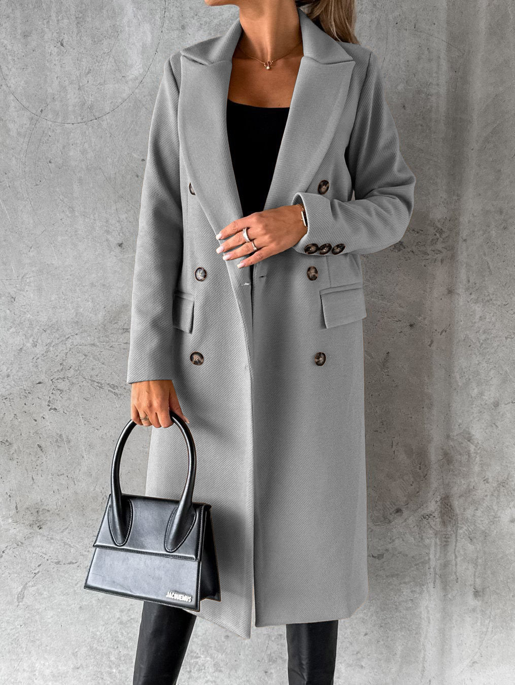 Dames Wollen Manteljas met Knopen voor Elegante Stijl