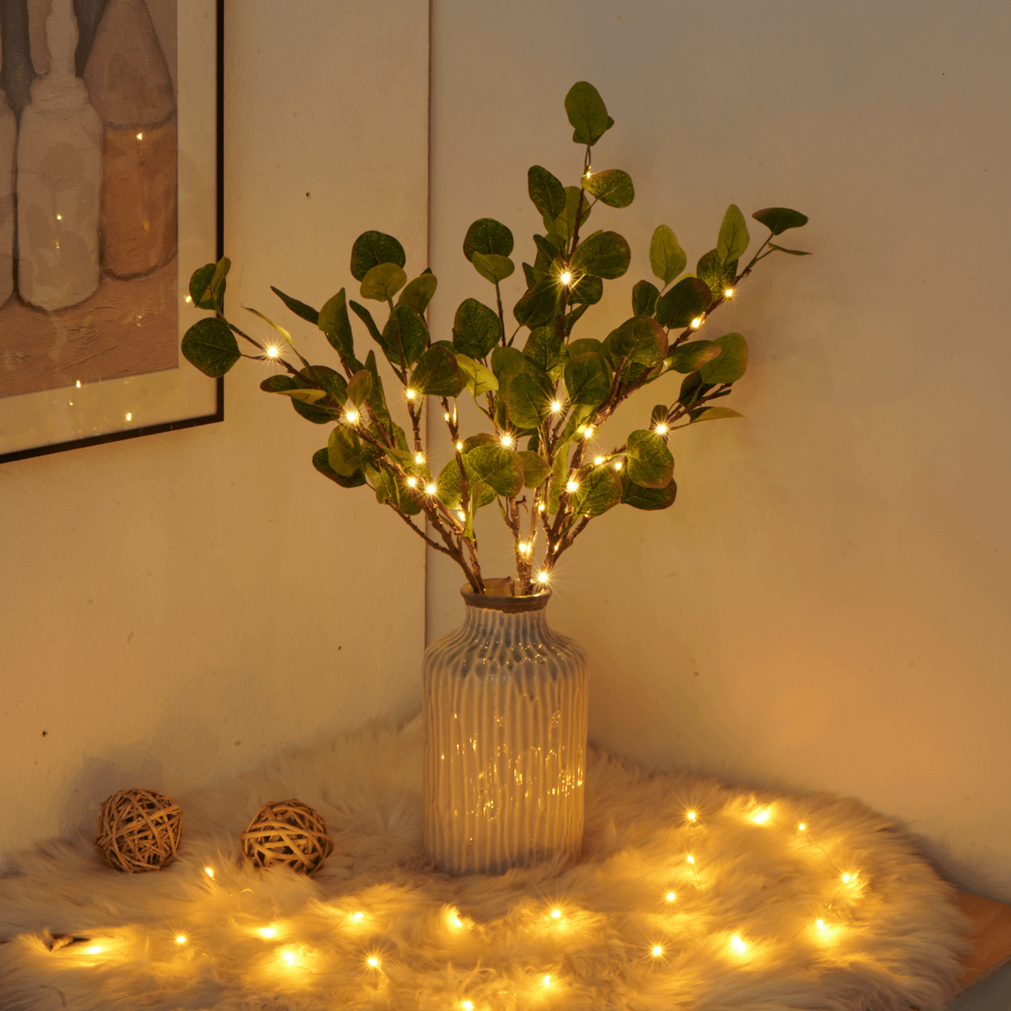 Sprookjesachtige olijftak met LED verlichting