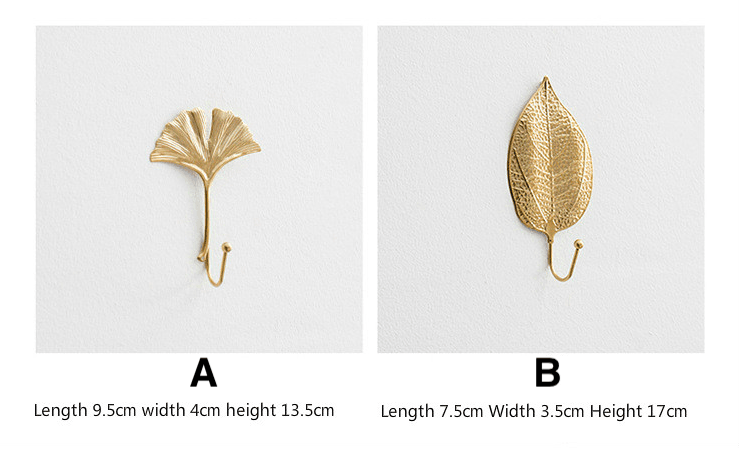 Wandhaak Nordic Stijl met Gouden Bladeren