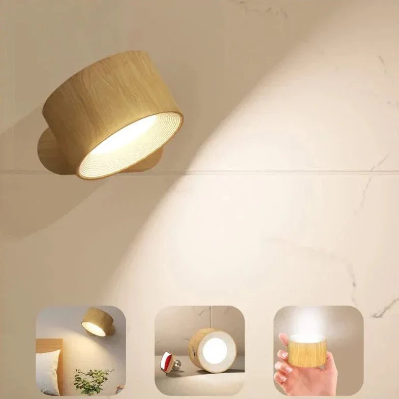 Draadloze Dimbare Wandlamp met 360° Rotatie