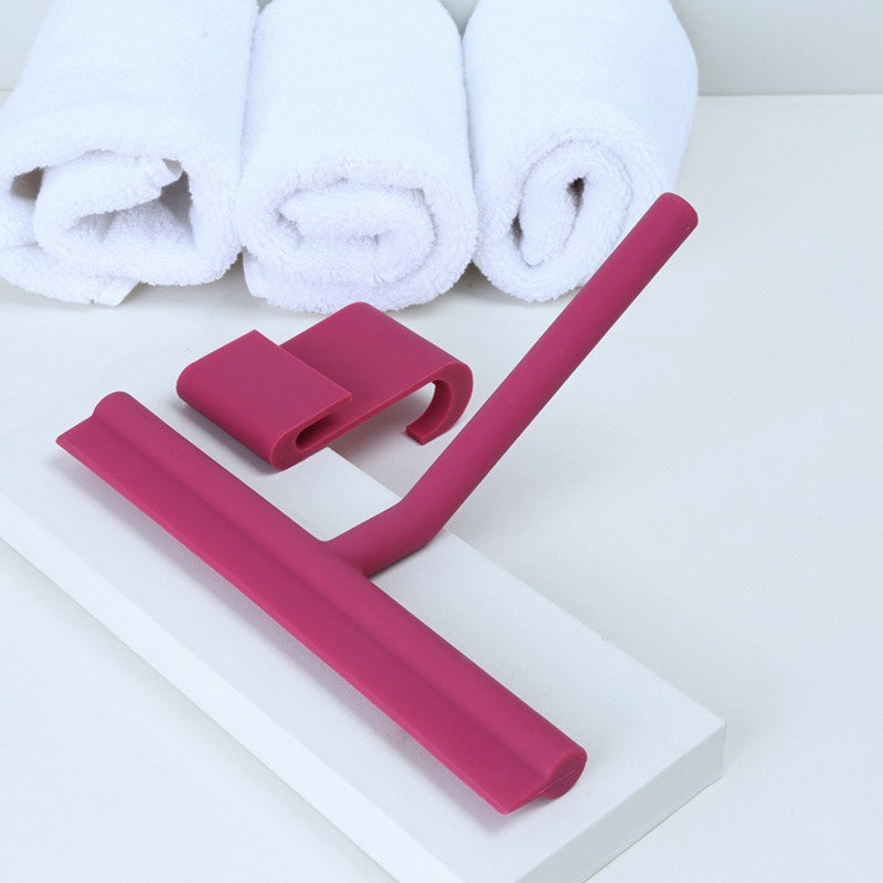 Silicone Shower Squeegee with Holder - Streak-Free Glass and Tile Cleaner