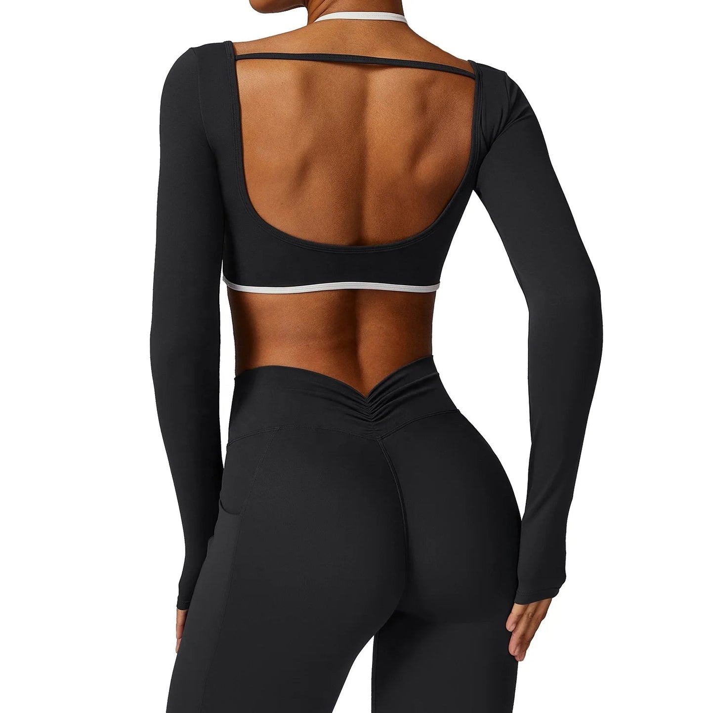Dames V-cut gymset van zachte compressiestof