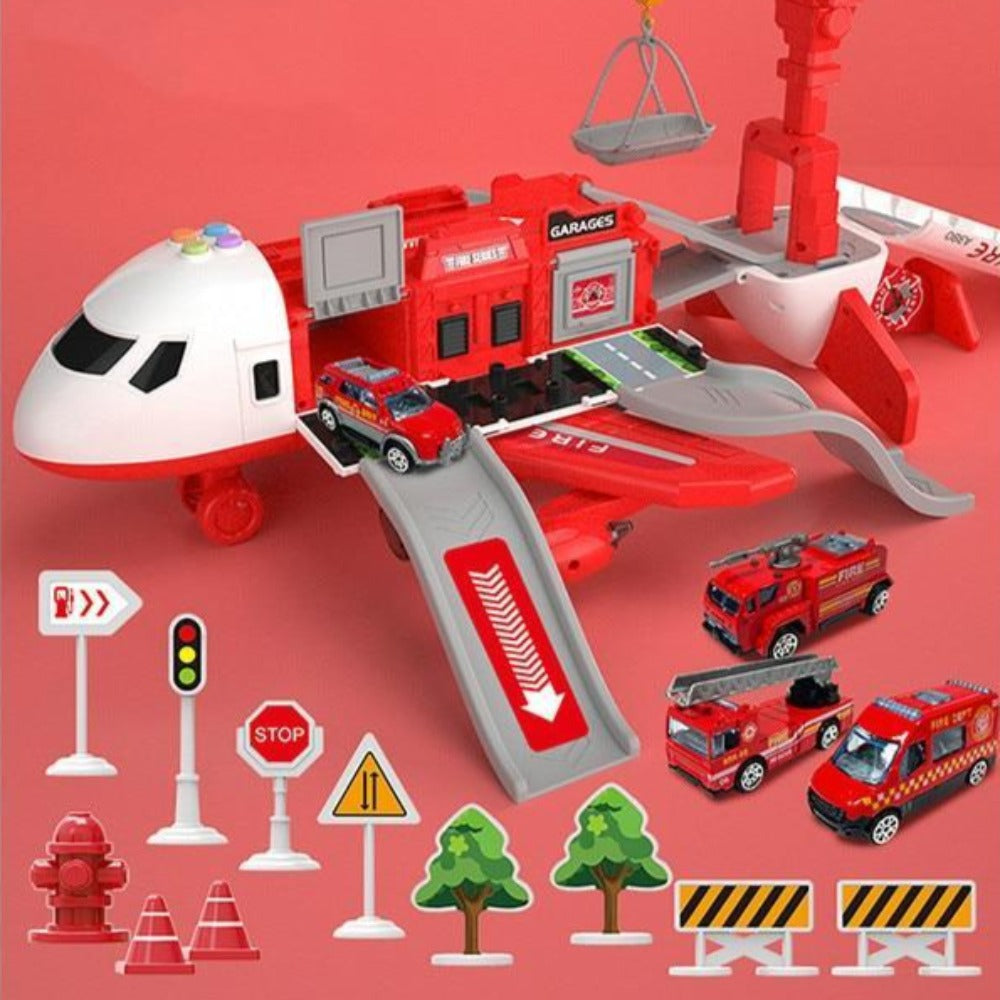 Adventure Plane Playset for Kids - Includes Large Plane and 6 Mini Construction Vehicles