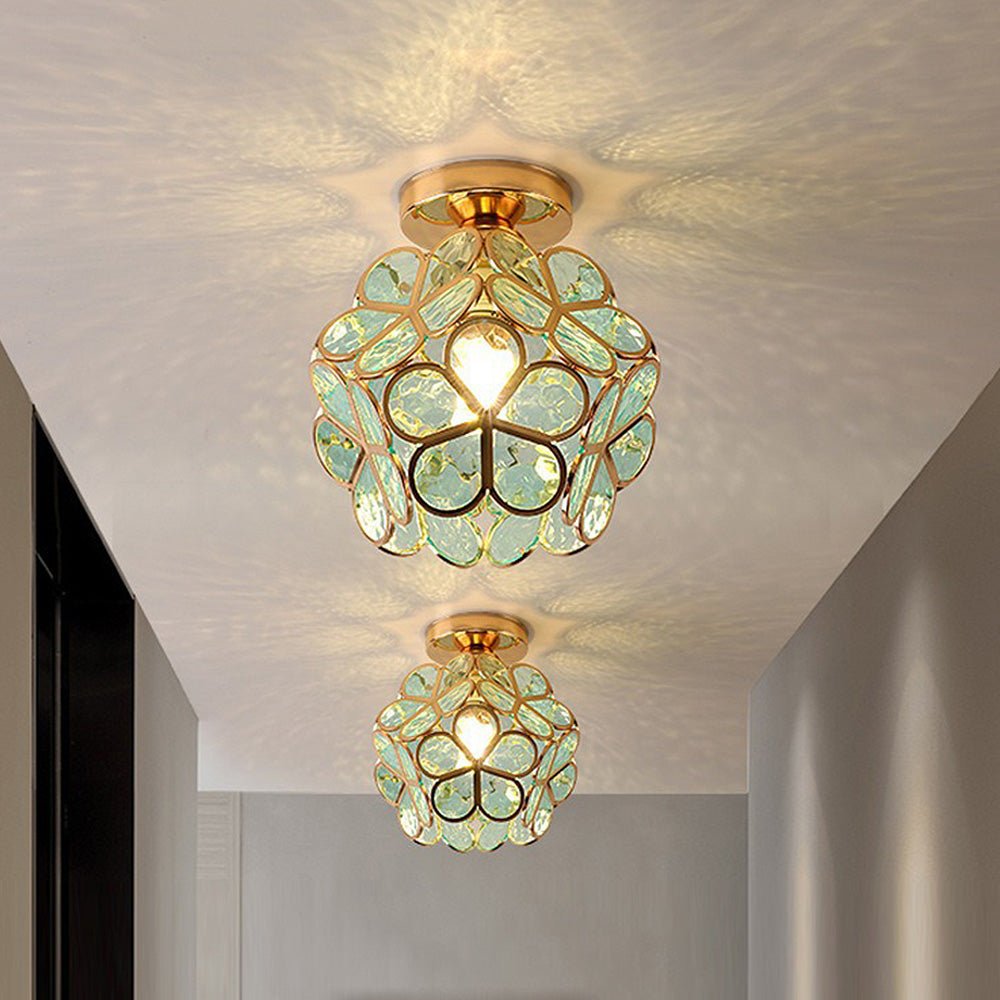 Glazen Plafondlamp met Bloemen Design voor Hal